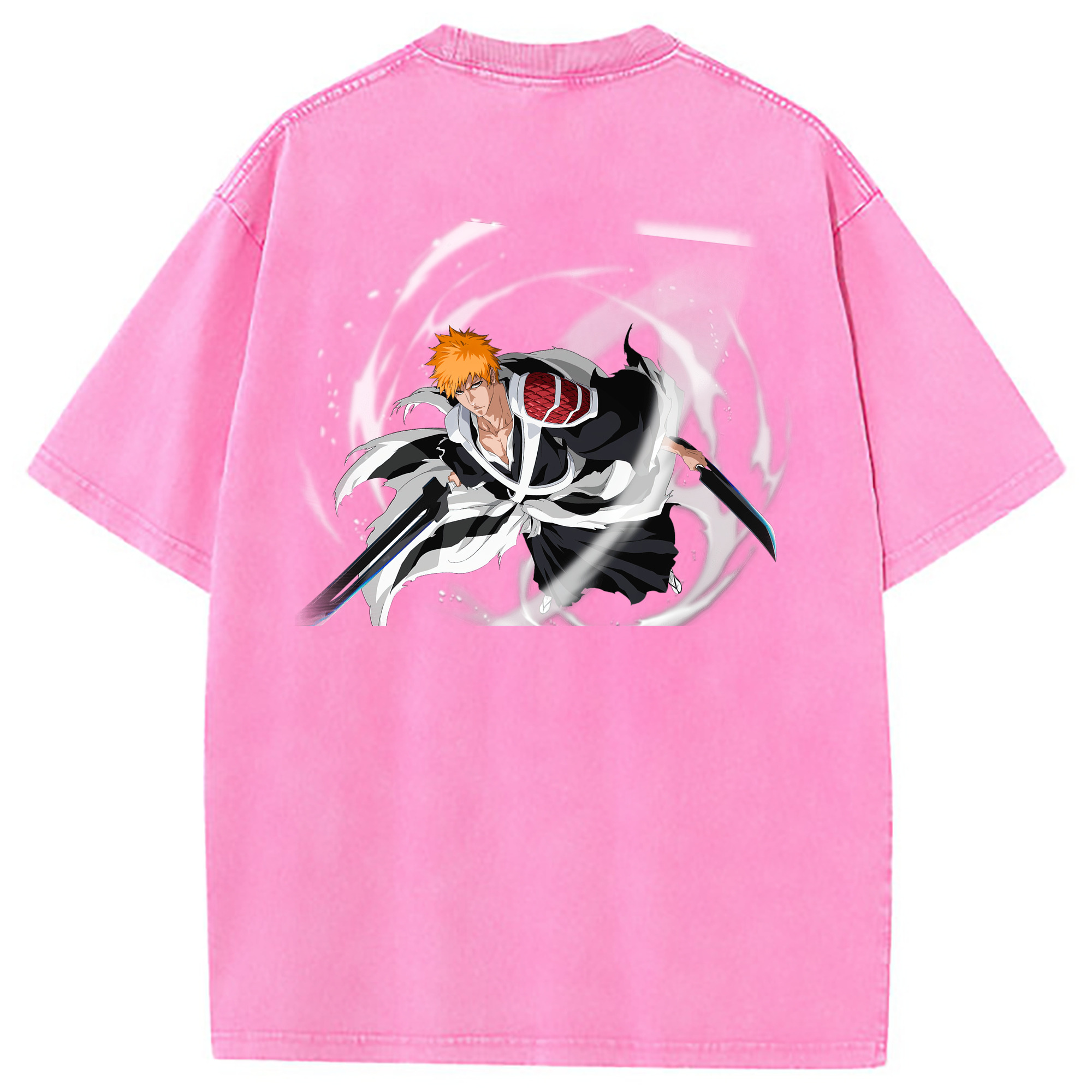 （画像用） ブリーチ 黒崎一護（くろさき いちご）BLEACH Kurosaki Ichigo 綿100% ヴィンテージ風 半袖Tシャツ（背面プリント）